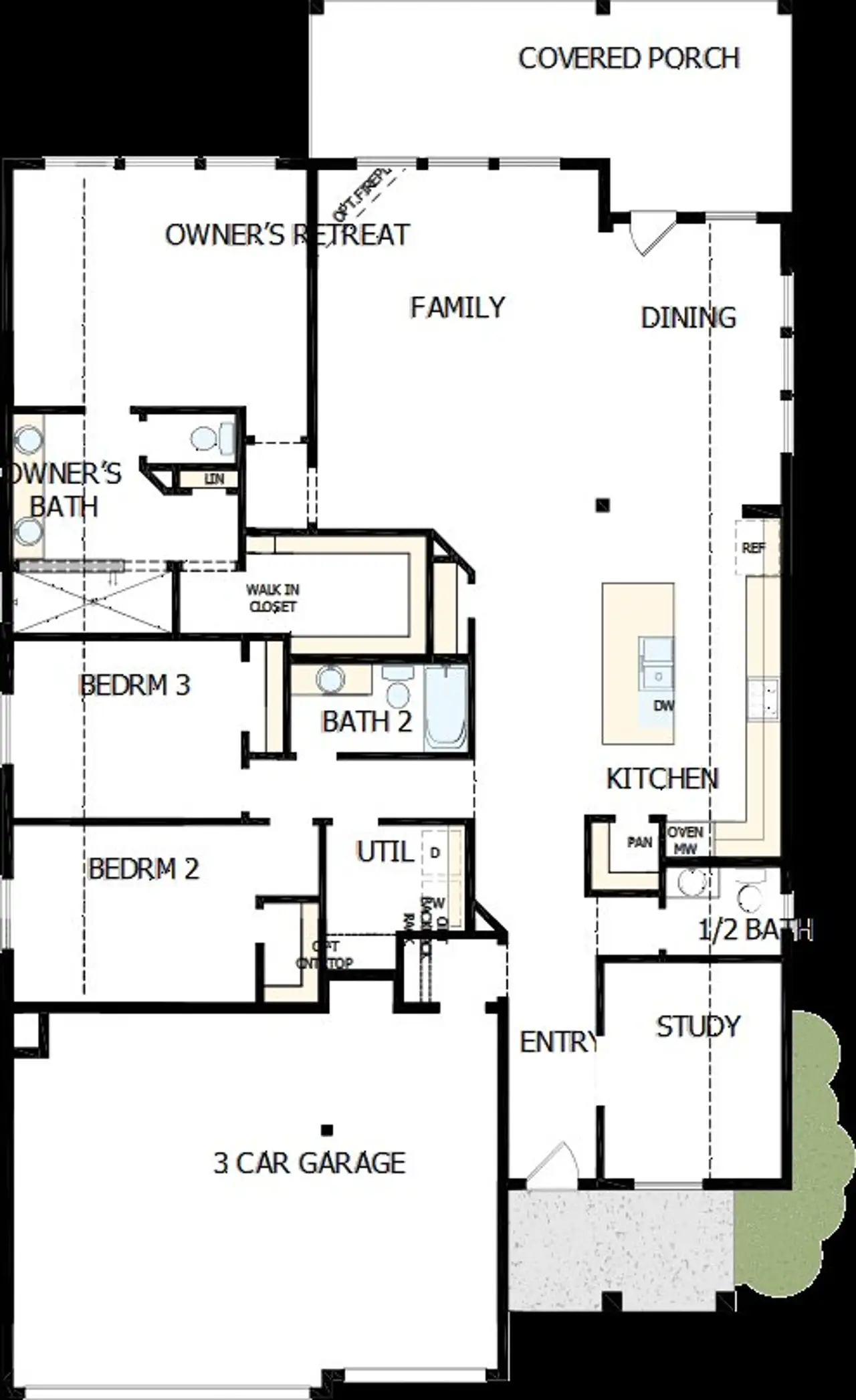 2D floor plan layout of this home in Meyer Ranch – Legacy Series, New Braunfels, TX (Image 2). 2D floor plan layout of this home in Meyer Ranch – Legacy Series, New Braunfels, TX (Image 2).