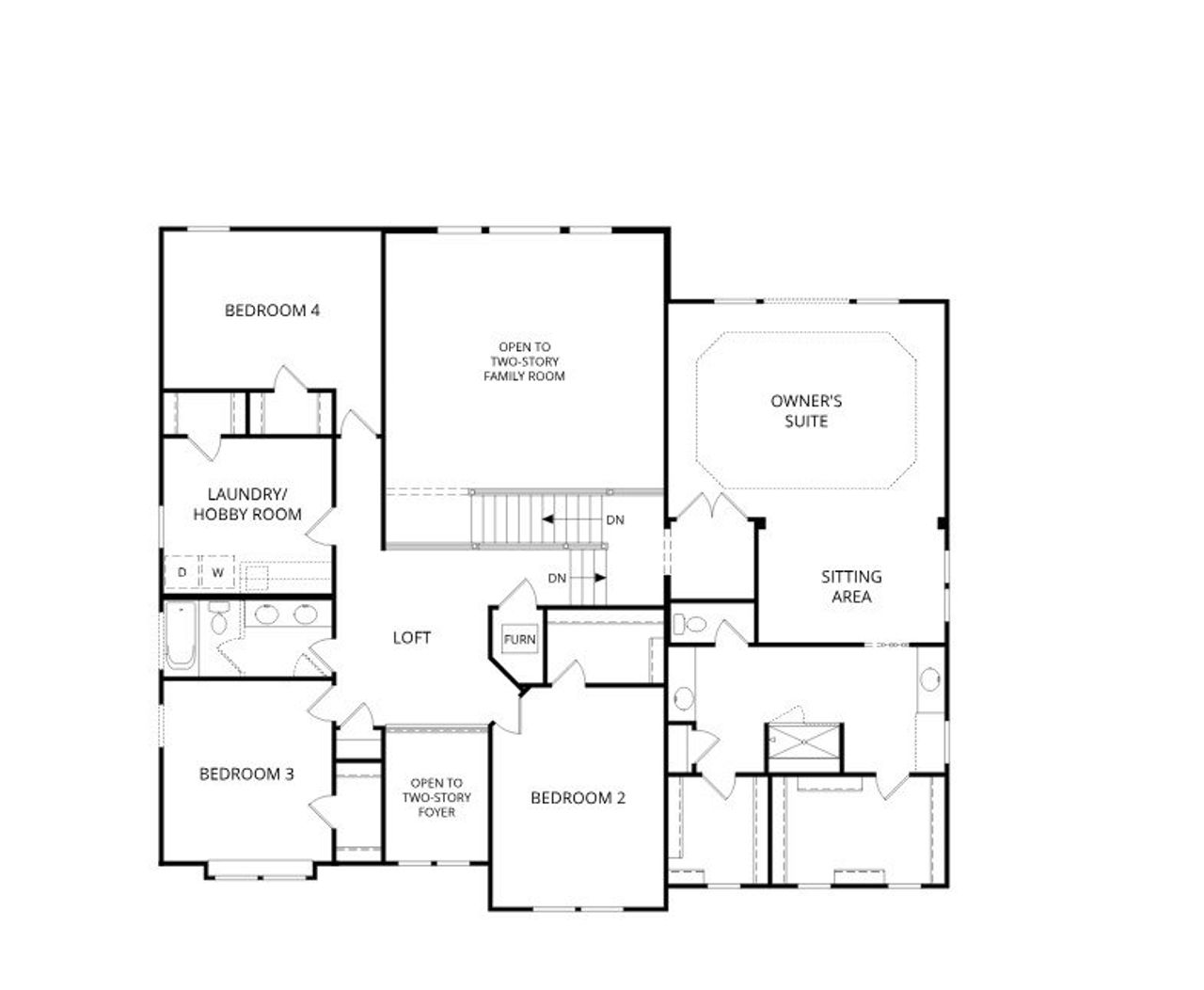 2D floor plan layout for the Paxton by Fischer Homes in Veranda Manor, Kennesaw, GA (Image 2).
