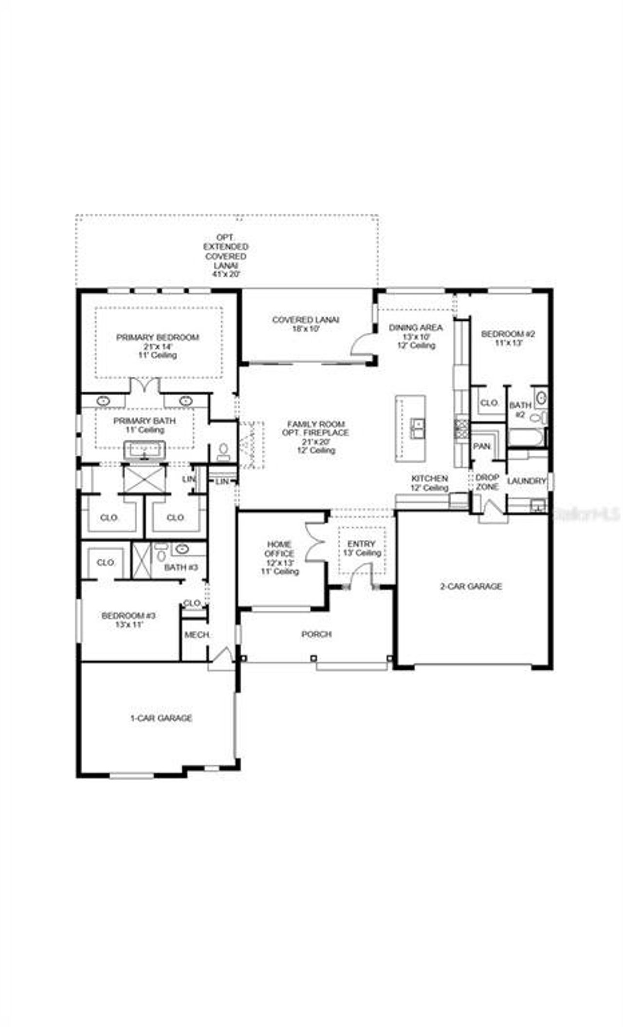 2D floor plan layout of this home in Southern Hills 80', Brooksville, FL (Image 2).