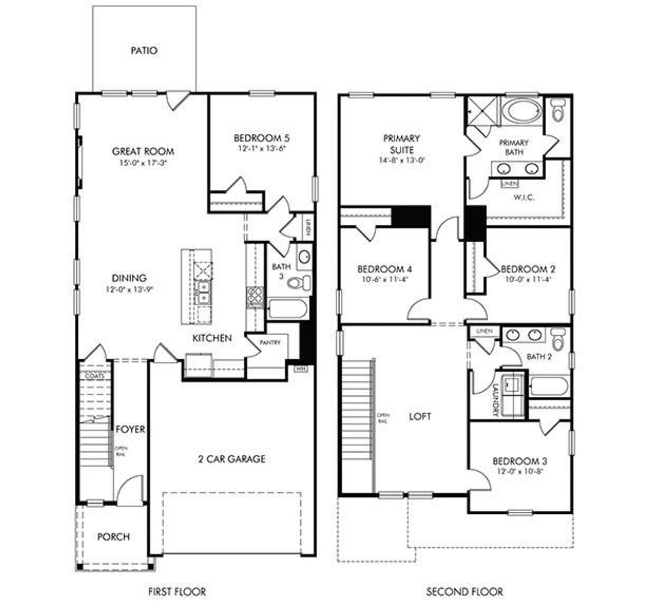 2D floor plan layout of this home in Hemingway - Reserve Series, Cumming, GA (Image 2).