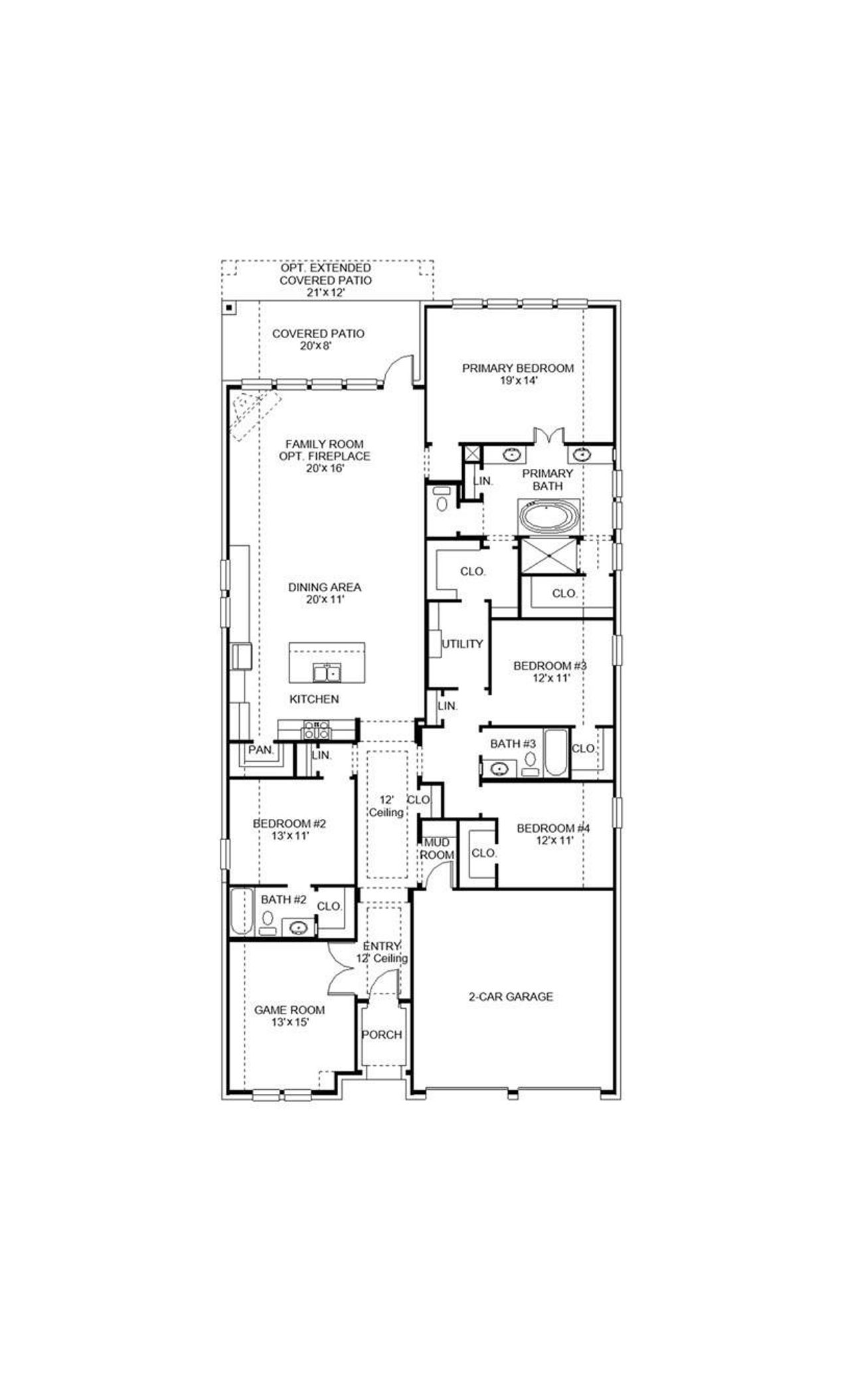 2D floor plan layout of this home in Grange 50', Katy, TX (Image 2).