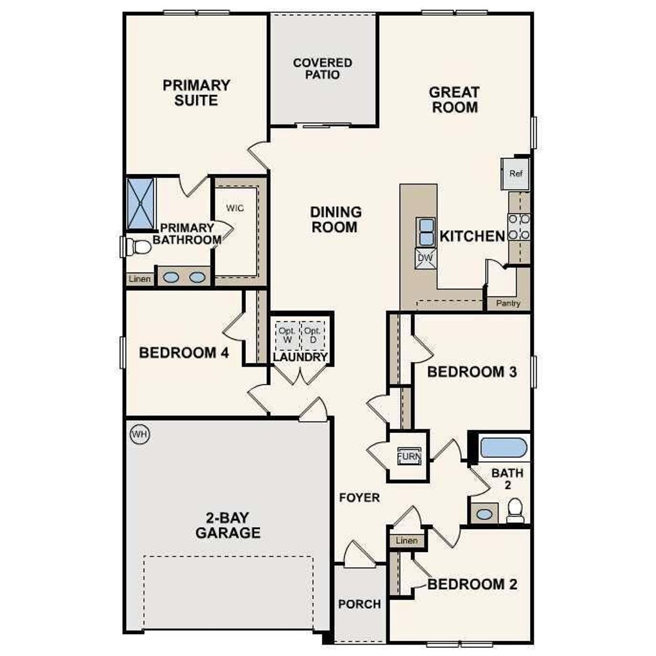 2D floor plan layout of this home in Peachtree Estates, Chatsworth, GA (Image 2).