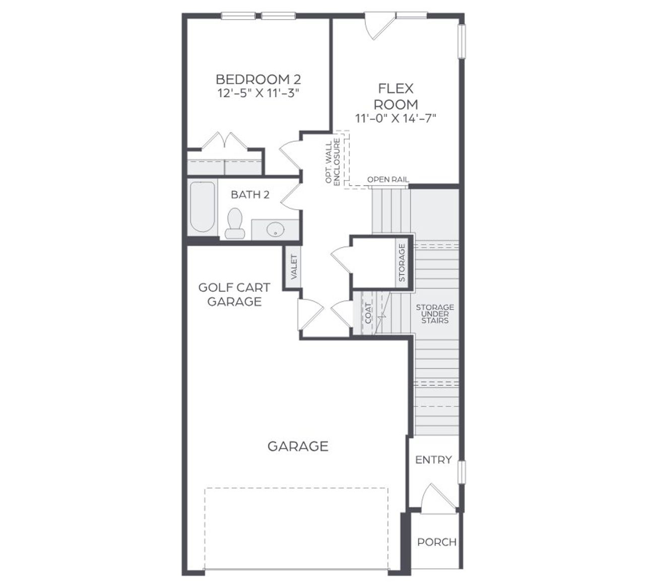 2D floor plan layout for the Palmer End by Cadence Homes in Linkside Las Colinas, Irving, TX (Image 2).