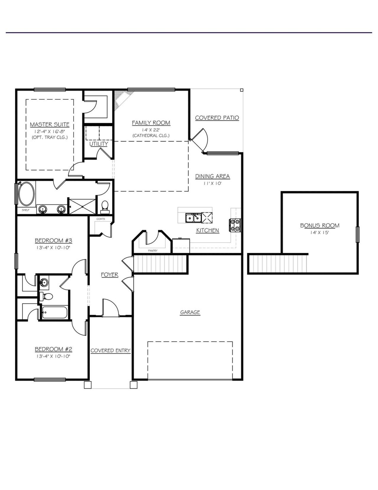 2D floor plan layout for the CAMERON by D.R. Horton in Blue Ridge Trail, Fountain Inn, SC (Image 2).