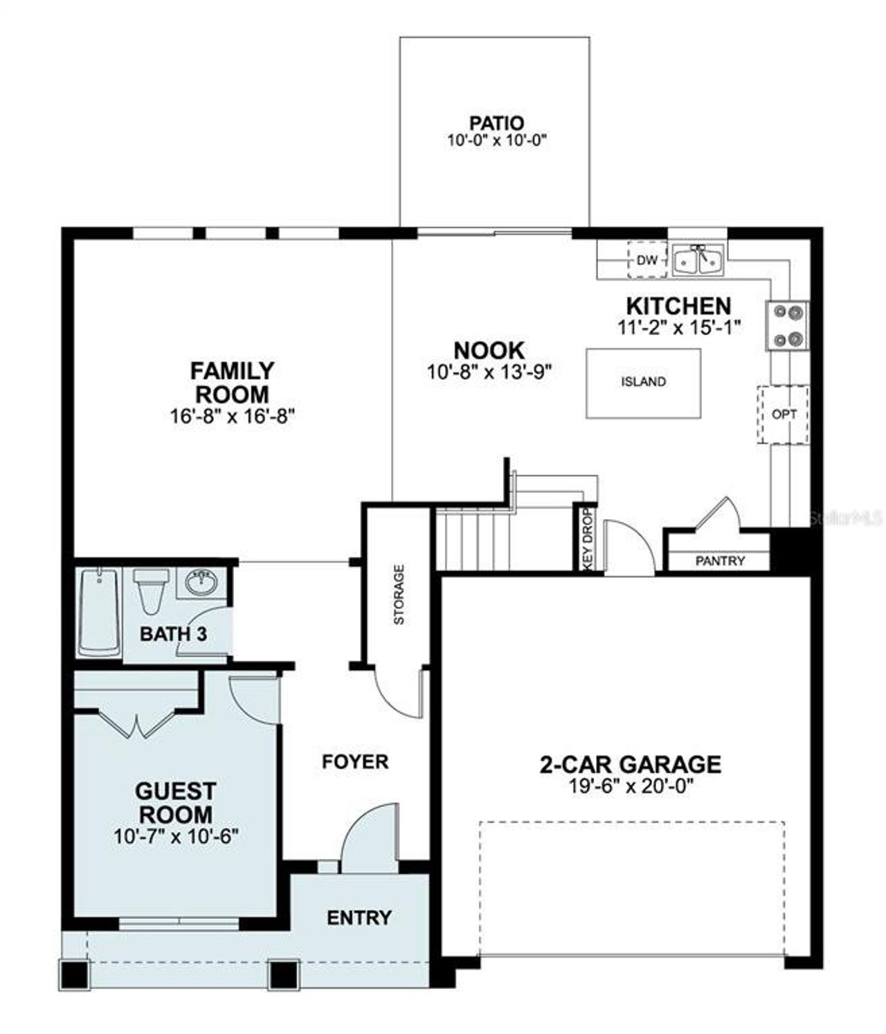 2D floor plan layout of this home in Estates at Rivercrest, Sanford, FL (Image 2).