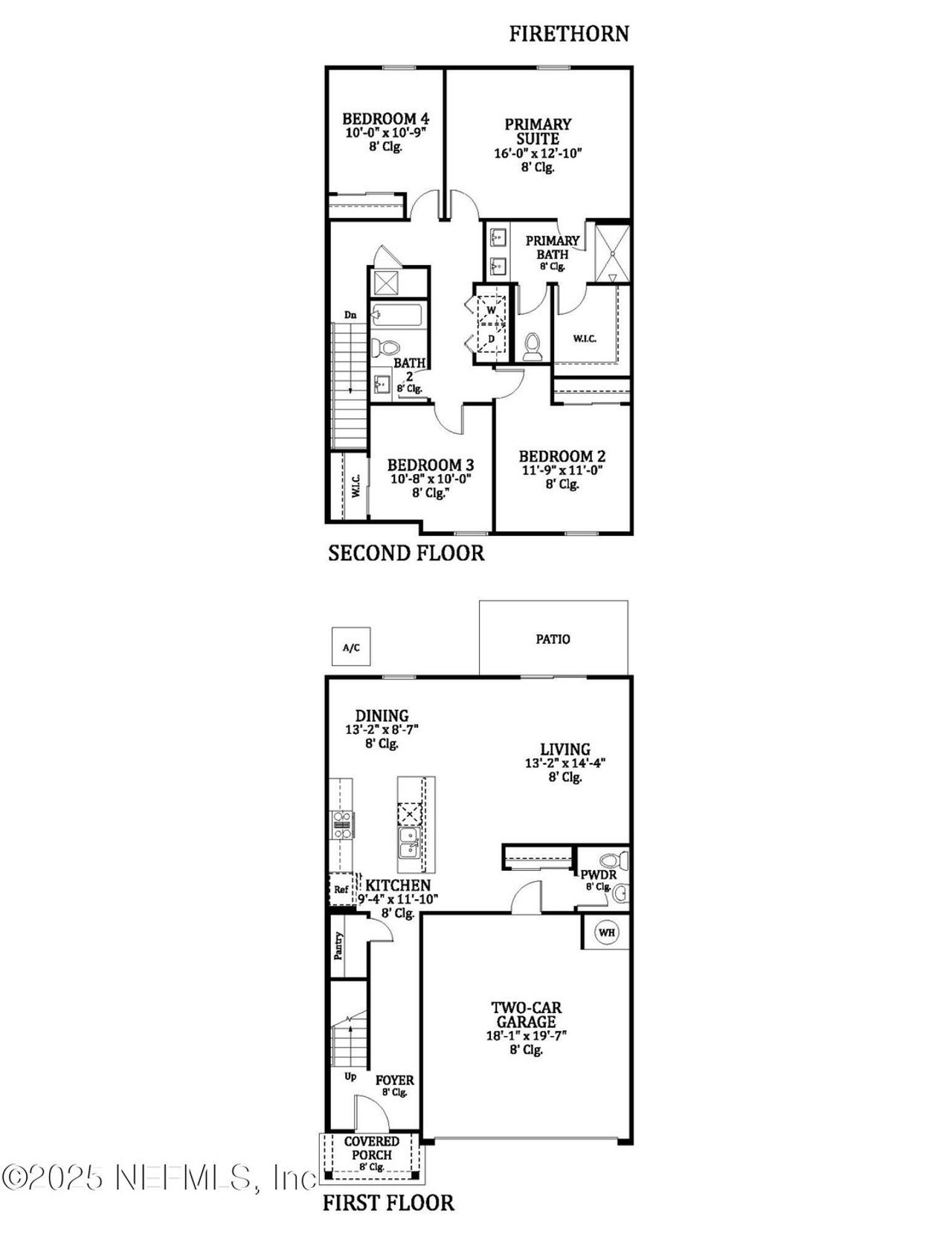 2D floor plan layout of this home in Kings Landing, Jacksonville, FL (Image 2).