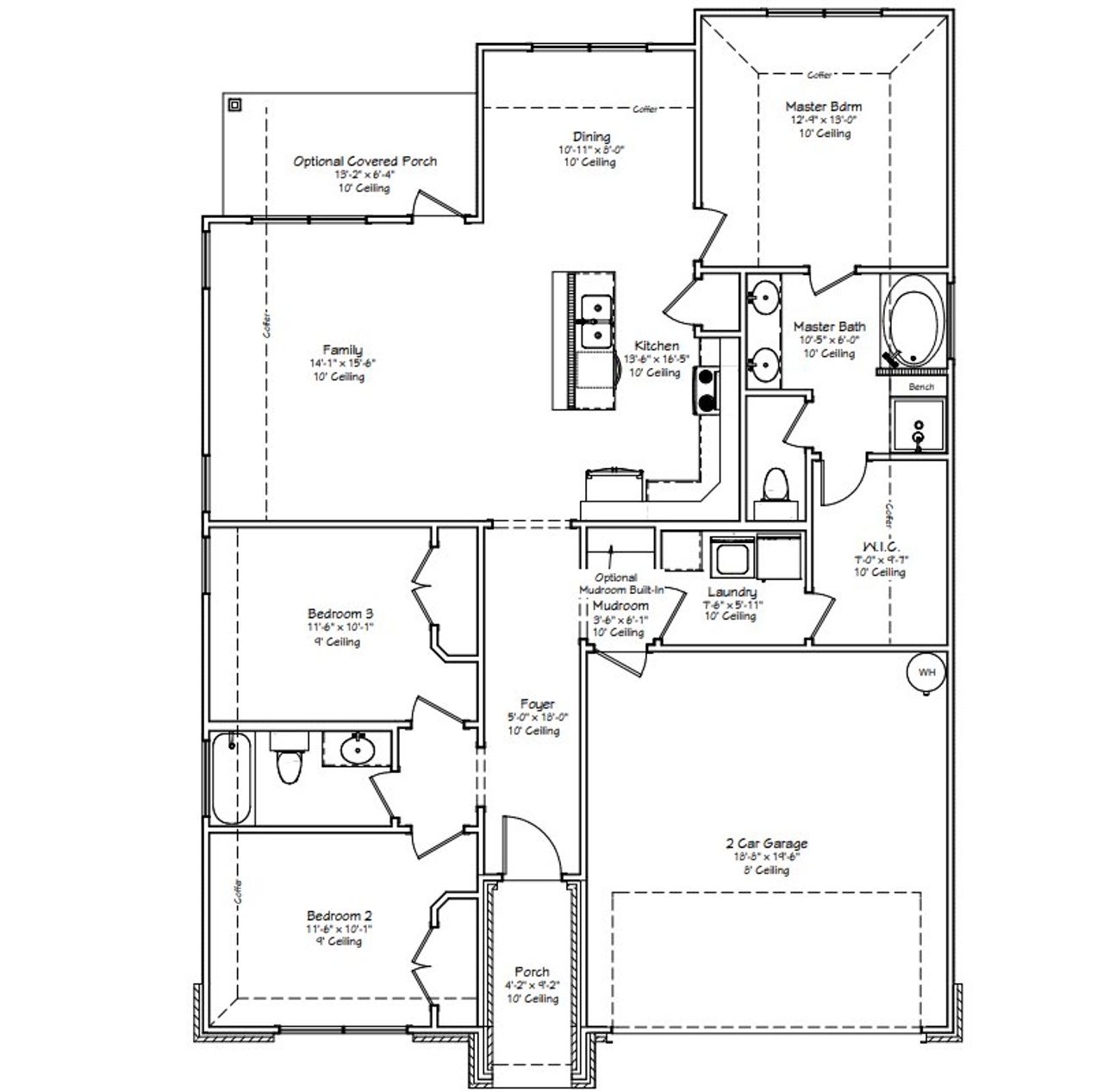 2D floor plan layout for the The Marigold by Avonley Homes in Pinemont, Bryan, TX (Image 2).