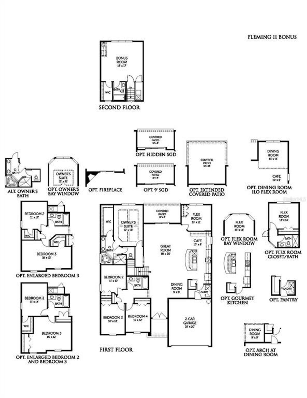 2D floor plan layout of this home in Wilford Preserve, Orange Park, FL (Image 2).