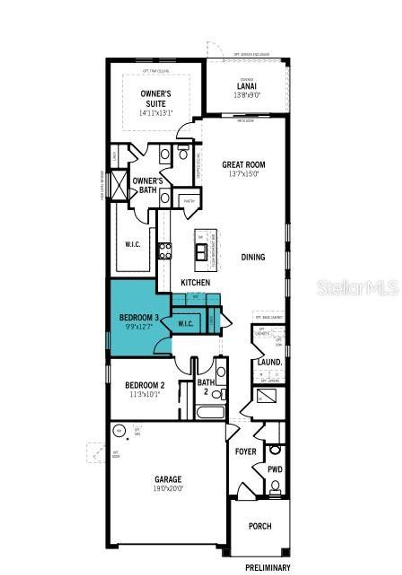 2D floor plan layout of this home in Sanderling, Palmetto, FL (Image 2).
