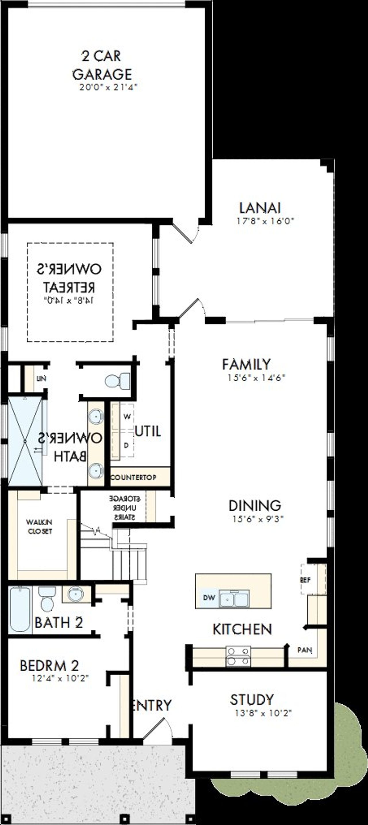 2D floor plan layout of this home in SeaFlower – Bungalow Homes, Bradenton, FL (Image 2). 2D floor plan layout of this home in SeaFlower – Bungalow Homes, Bradenton, FL (Image 2).