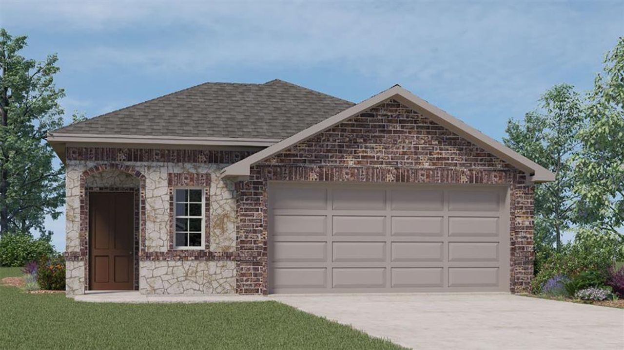 Front exterior of a new home in Wildcat Ranch, Crandall, TX, highlighting curb appeal (Image 2).