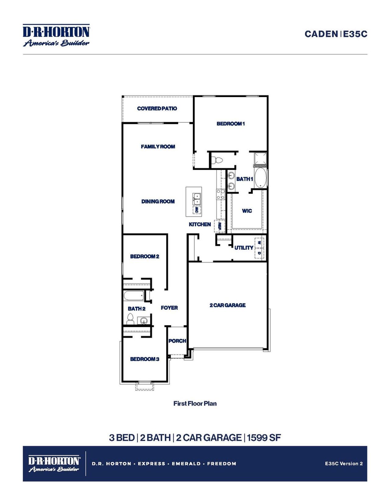 2D floor plan layout of this home in Sunterra Lakes, Brookshire, TX (Image 2).