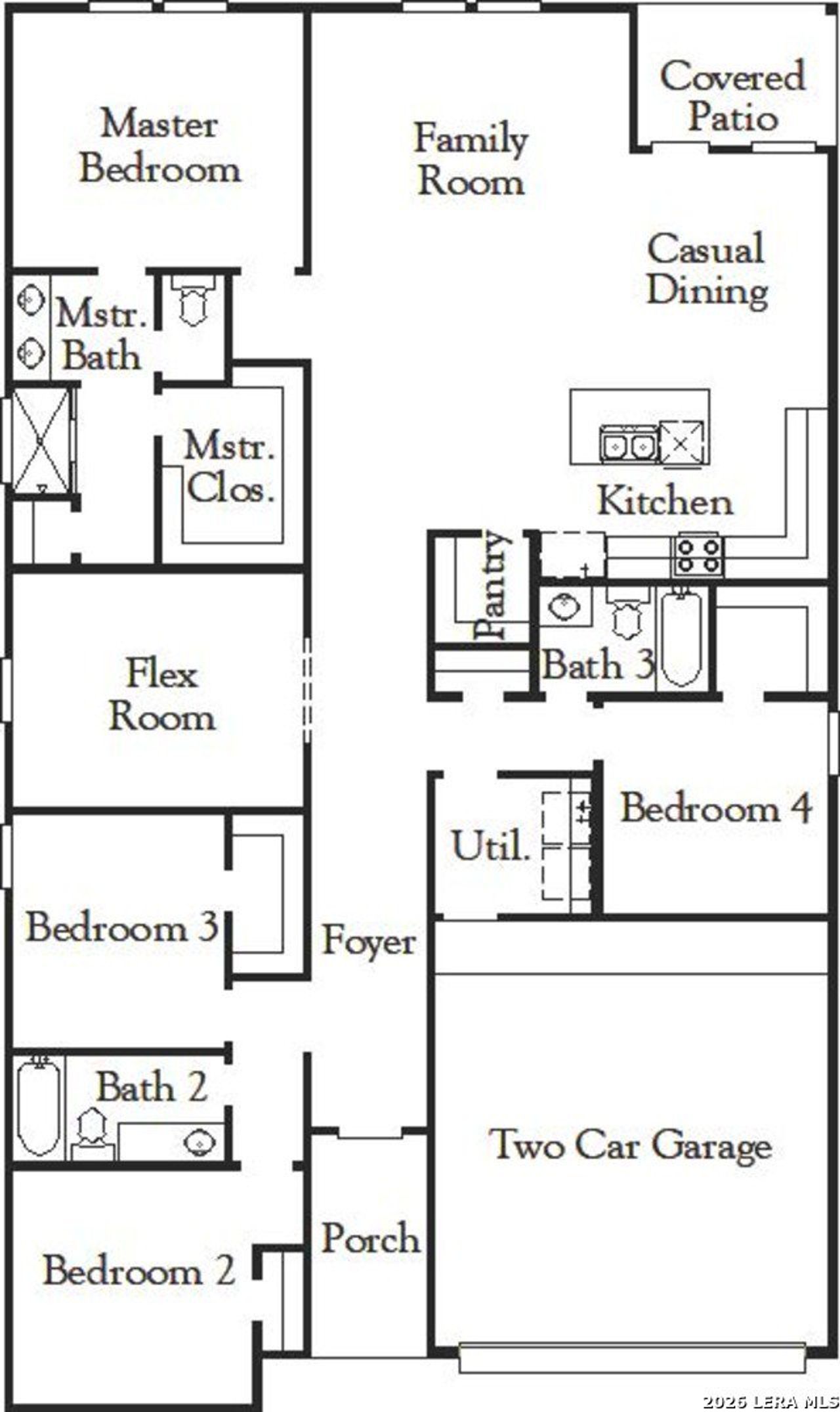 2D floor plan layout of this home in Garden Grove, San Antonio, TX (Image 2).