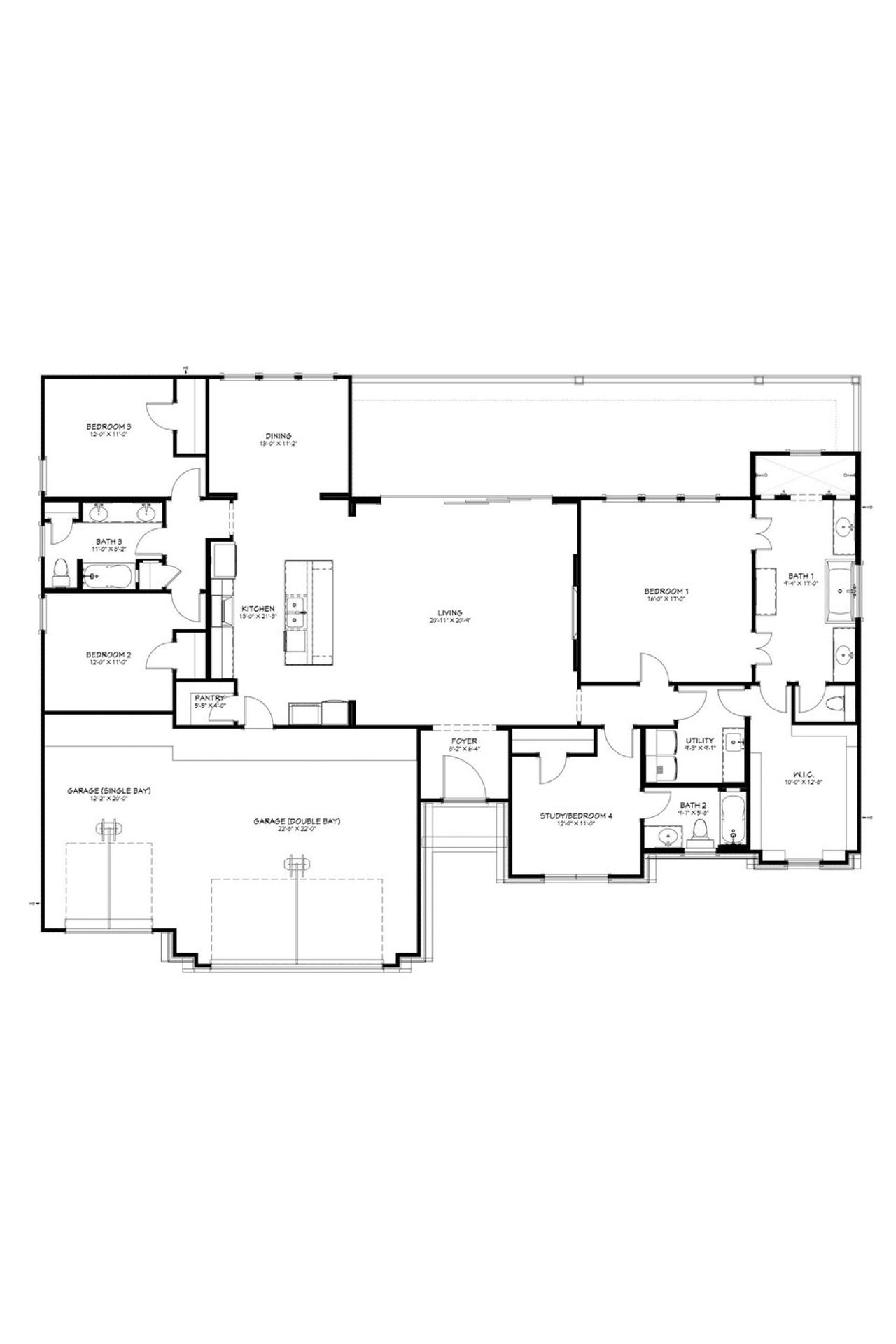 2D floor plan layout for the Concho by Flintrock Builder in Bella Charca, Nolanville, TX (Image 2).