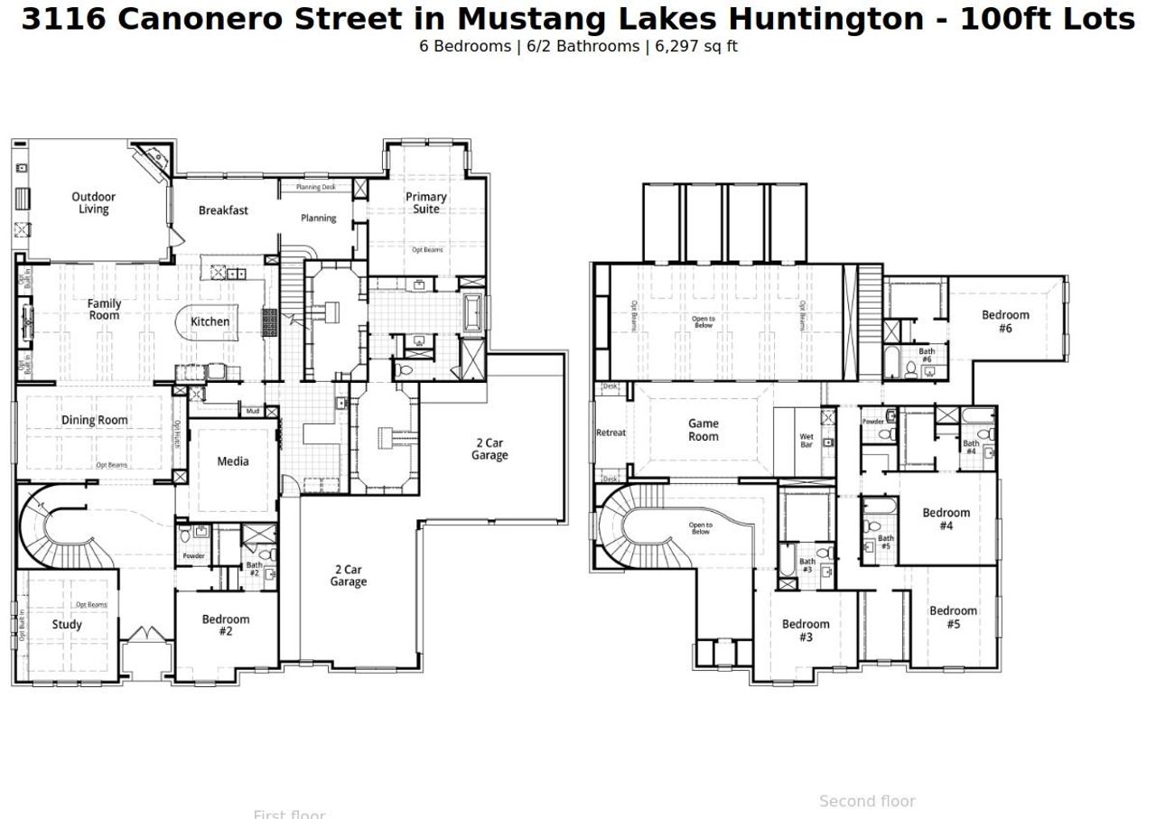 2D floor plan layout of this home in Mustang Lakes - 100ft Lots, Celina, TX (Image 2). 2D floor plan layout of this home in Mustang Lakes - 100ft Lots, Celina, TX (Image 2).