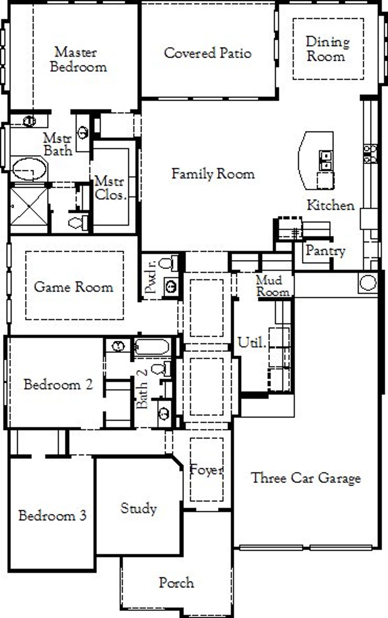 2D floor plan layout of this home in South Pointe, Mansfield, TX (Image 2).