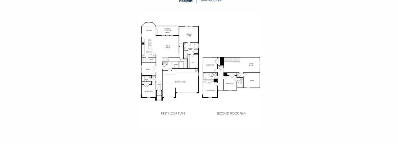 2D floor plan layout of this home in Prairie Winds - Executive Collection, Hutto, TX (Image 2).