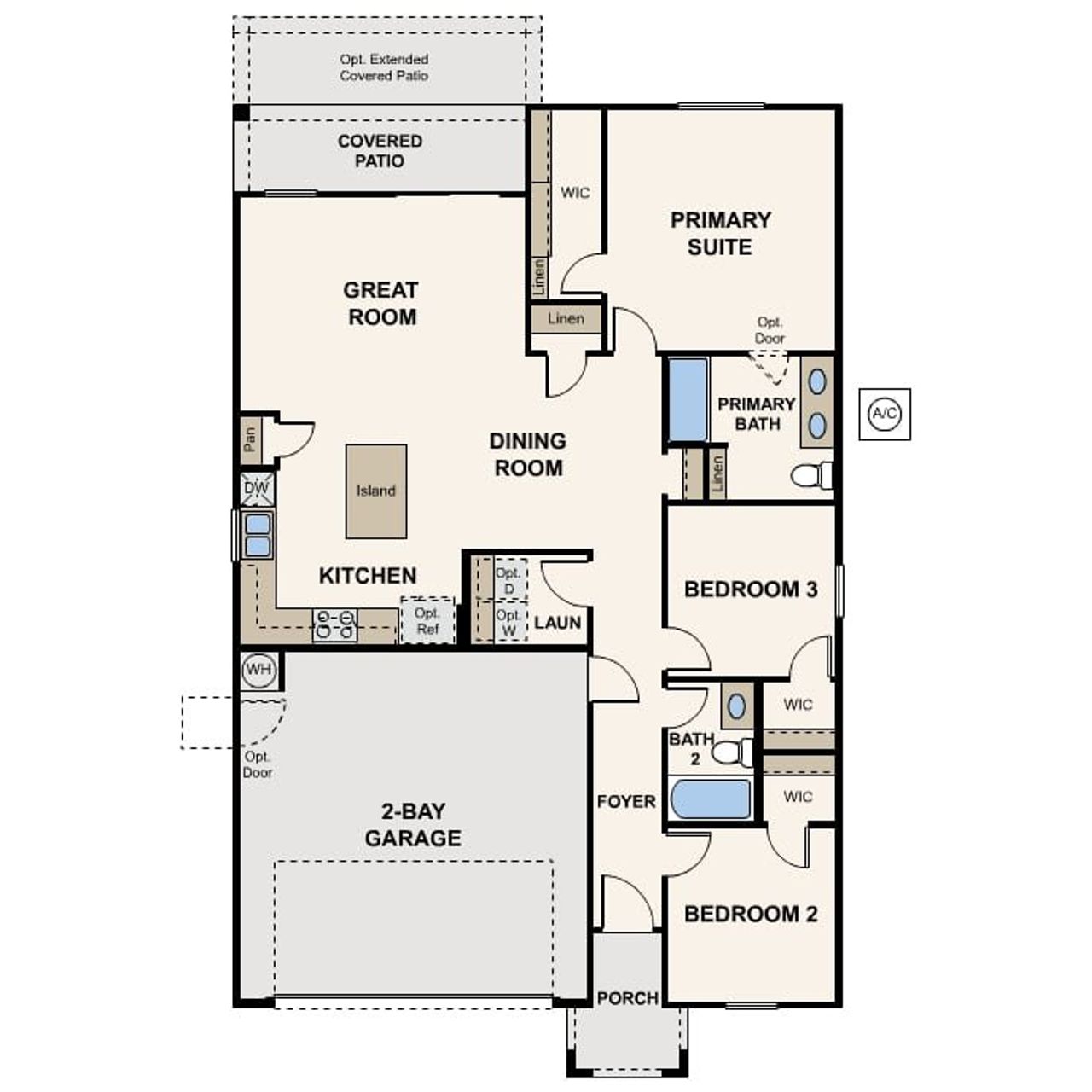 2D floor plan layout of this home in Sage Grove at Magma Ranch, Florence, AZ (Image 2).