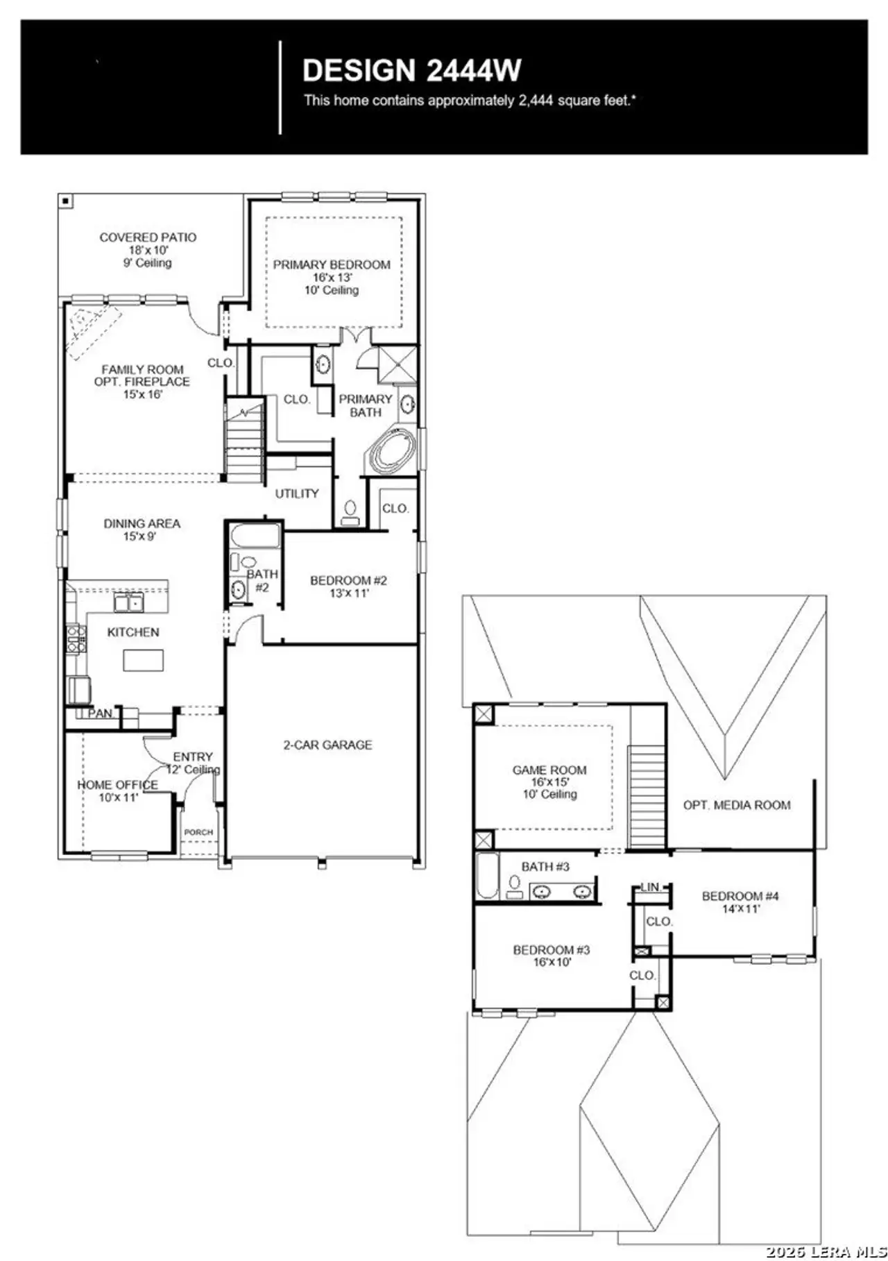2D floor plan layout of this home in Kallison Ranch, San Antonio, TX (Image 2).