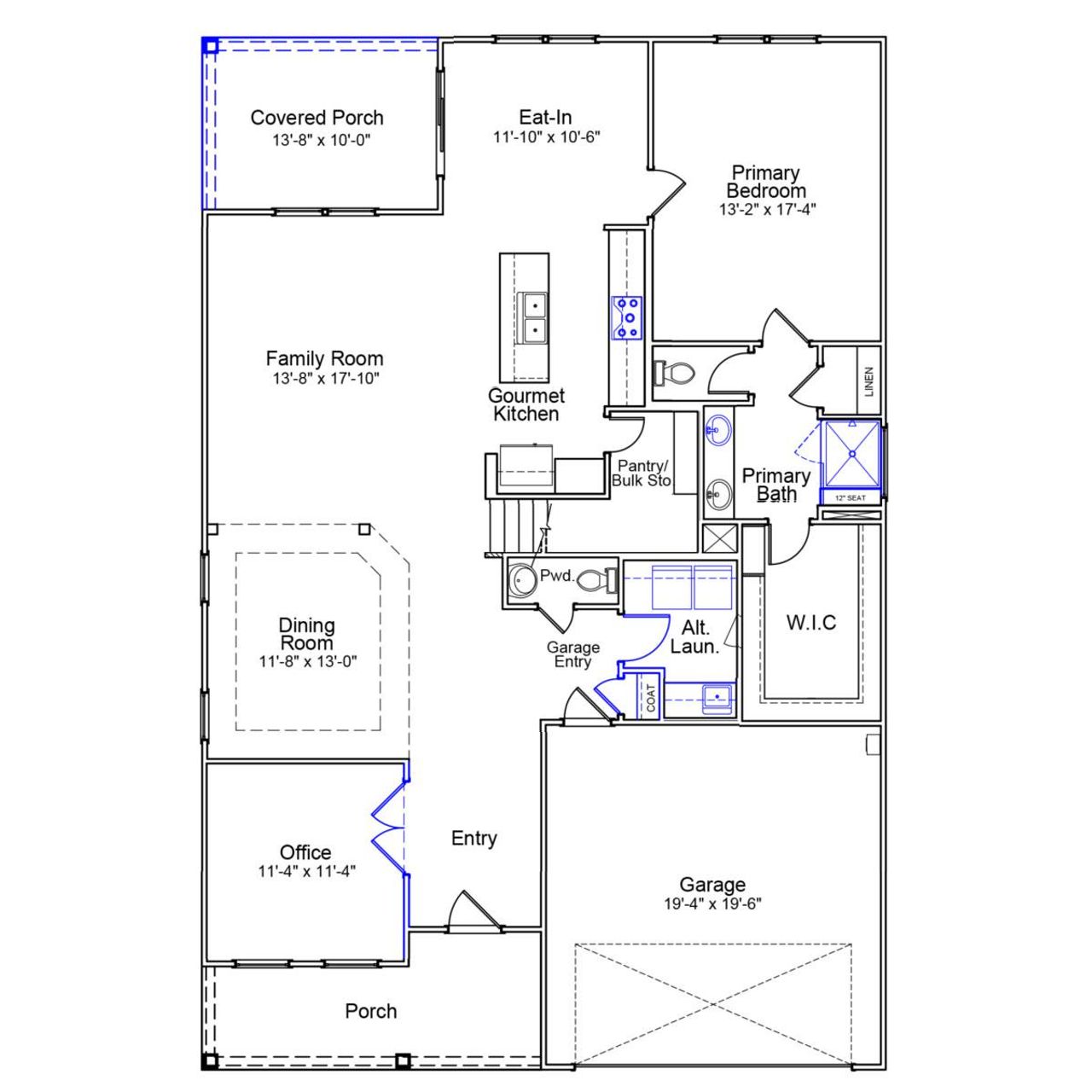 2D floor plan layout of this home in Cottages at Lake Emory, Inman, SC (Image 2).