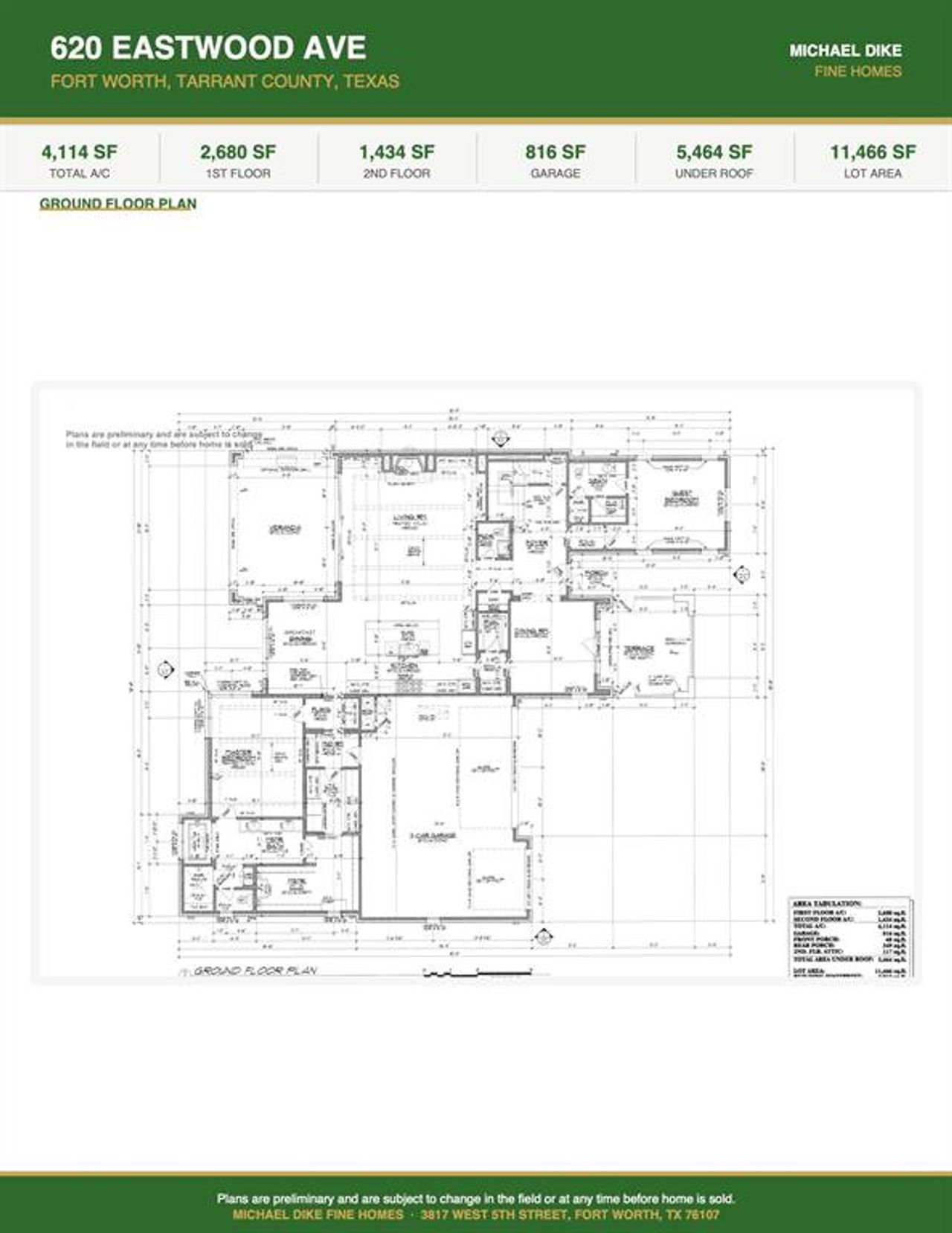 First floor layout, subject to change in the field.