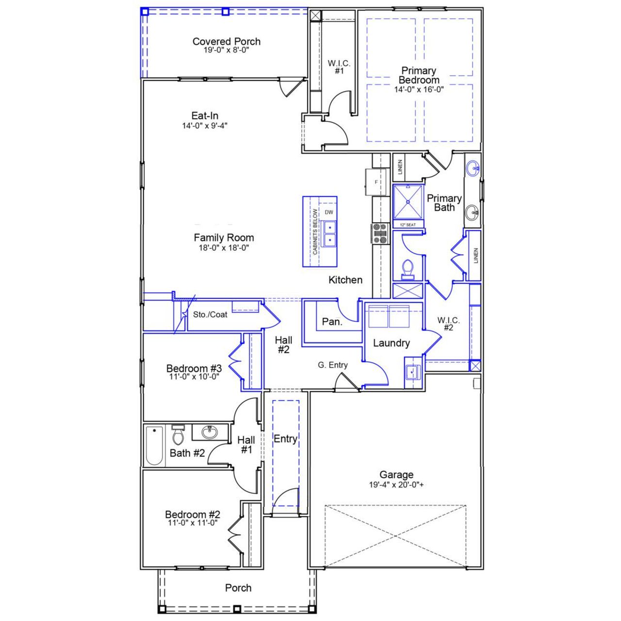 2D floor plan layout of this home in Ovation at Sweetbrier, Durham, NC (Image 2).