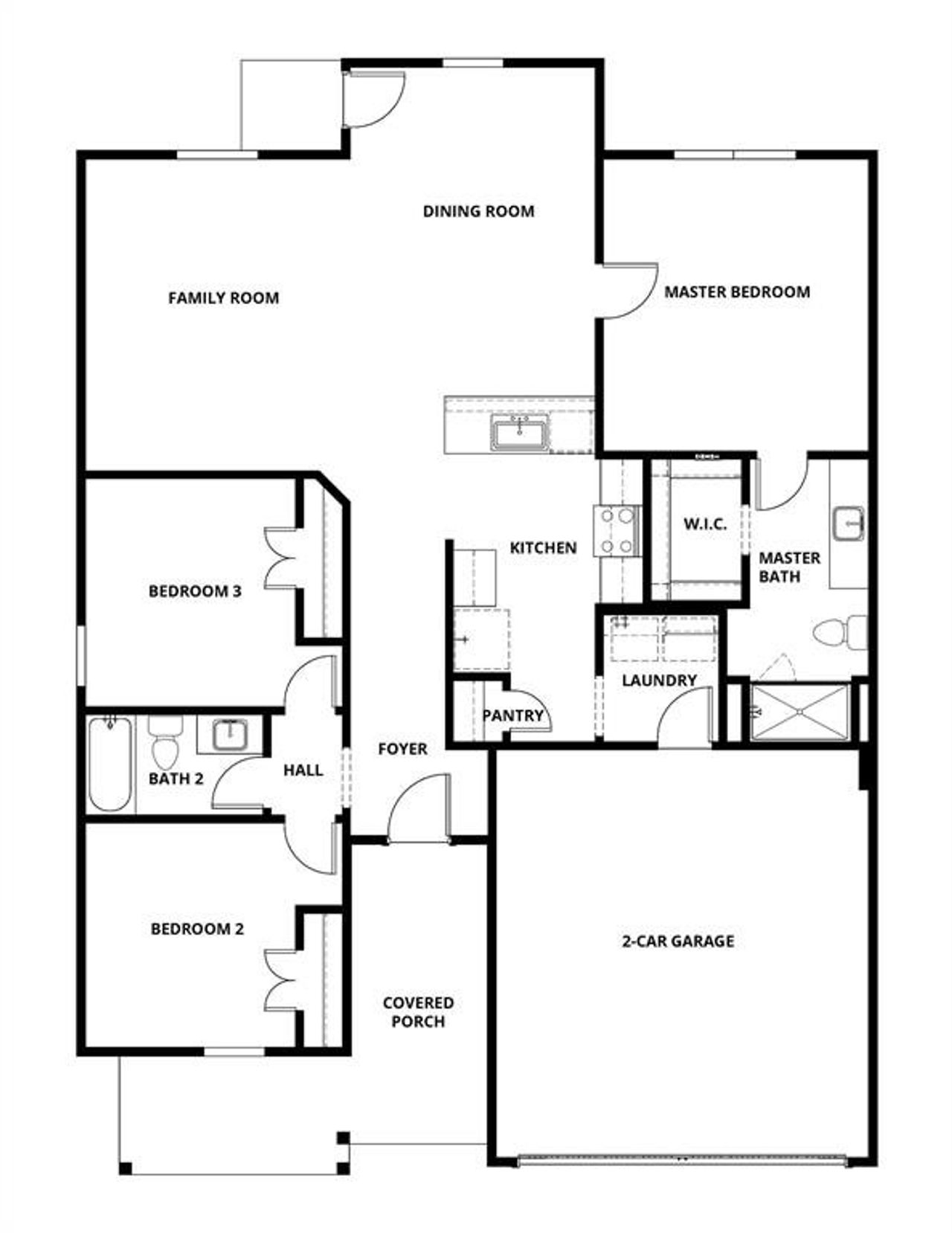 2D floor plan layout of this home in Creekside Estates, Terrell, TX (Image 2).