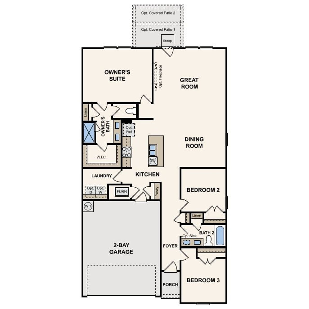 2D floor plan layout of this home in Stallion Run, Buda, TX (Image 2).