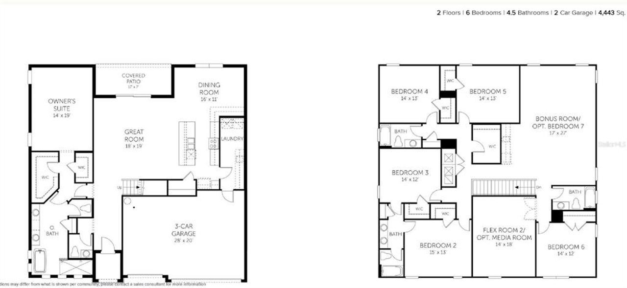 2D floor plan layout of this home in Palms at Windermere, Windermere, FL (Image 2).