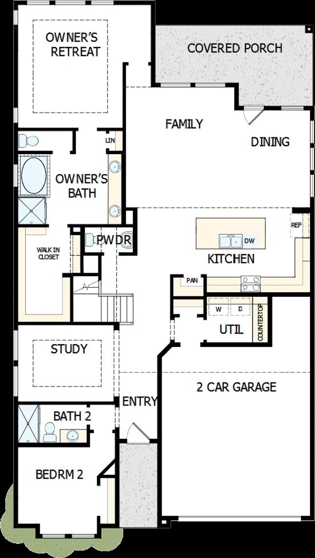 2D floor plan layout of this home in Headwaters 50' - Executive Series, Dripping Springs, TX (Image 2).