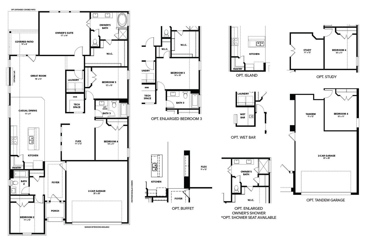 2D floor plan layout of this home in Westridge Premier, McKinney, TX (Image 2).