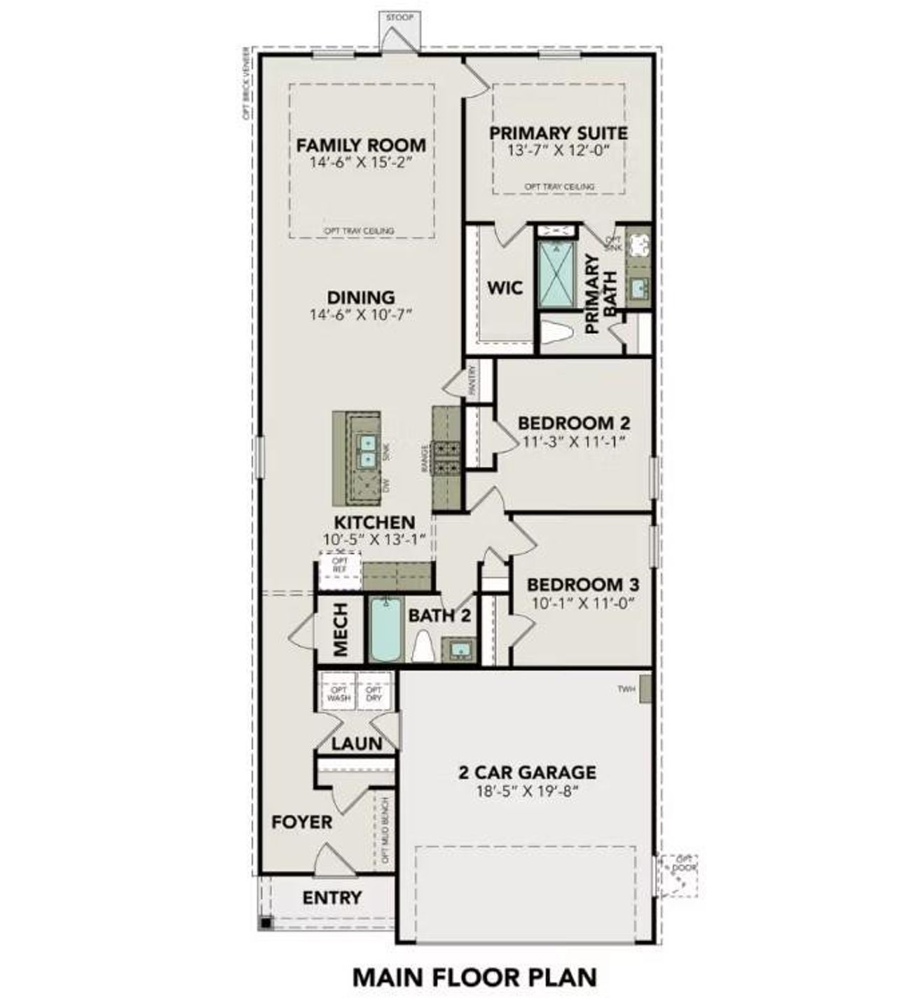 2D floor plan layout of this home in Windmill Estates, Magnolia, TX (Image 2).