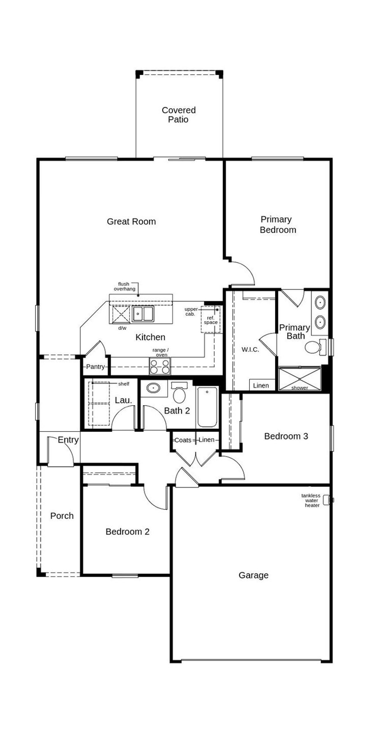 2D floor plan layout of this home in Entrada Del Pueblo at Rancho Sahuarita, Sahuarita, AZ (Image 2).