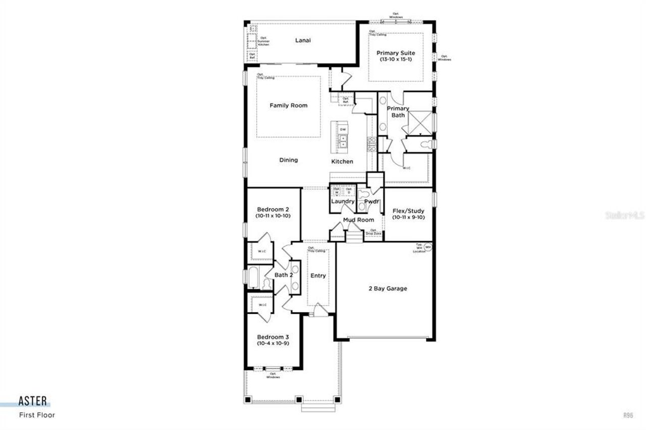 2D floor plan layout of this home in Primrose at Longleaf, New Port Richey, FL (Image 2).