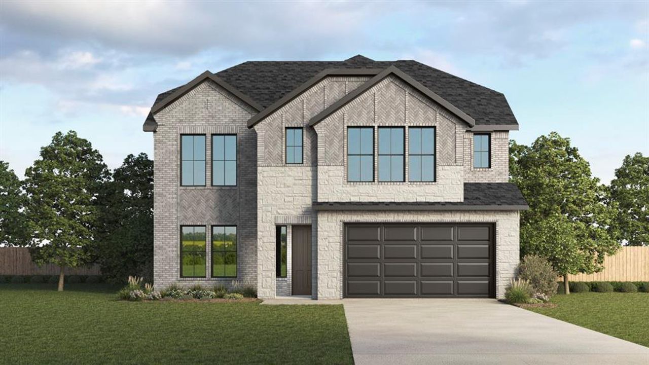 Front exterior of a new home in Clearview Ranch, Royse City, TX, highlighting curb appeal (Image 2).