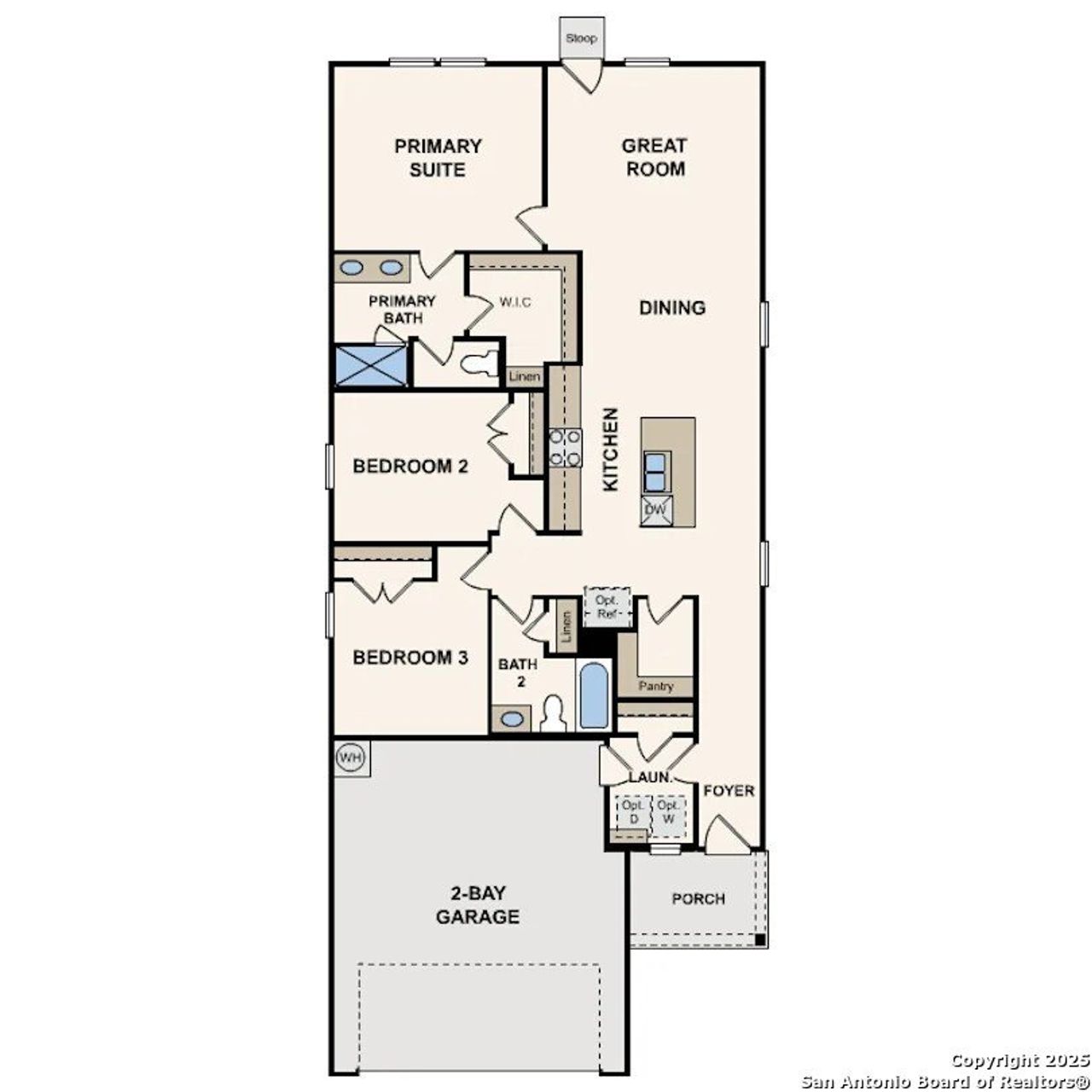 2D floor plan layout of this home in Spring Creek, San Antonio, TX (Image 2).