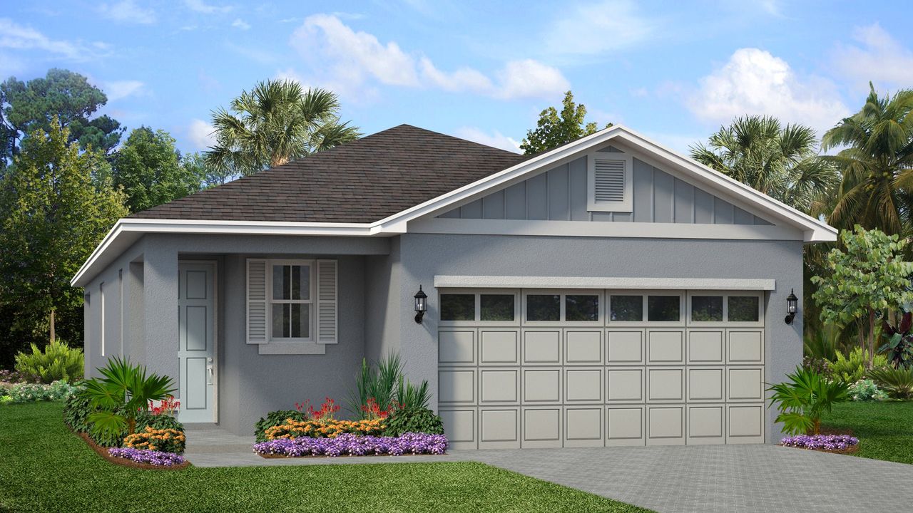 Representative exterior photo of a completed home built from the Prosper by Park Square Residential in Highfield at Twisted Oaks, Wildwood, FL (Image 2).