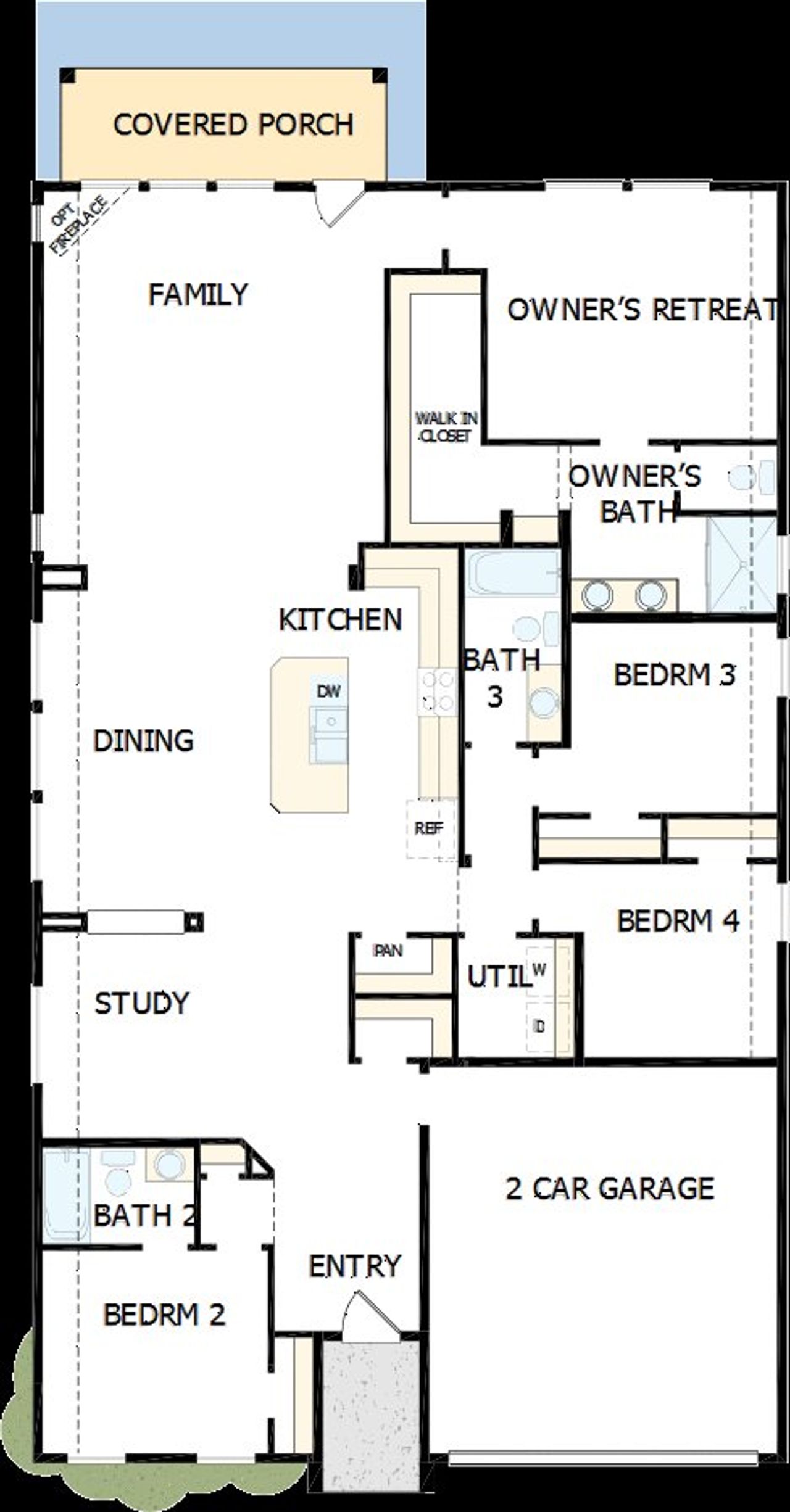 2D floor plan layout of this home in Sandbrock Ranch, Aubrey, TX (Image 2). 2D floor plan layout of this home in Sandbrock Ranch, Aubrey, TX (Image 2).