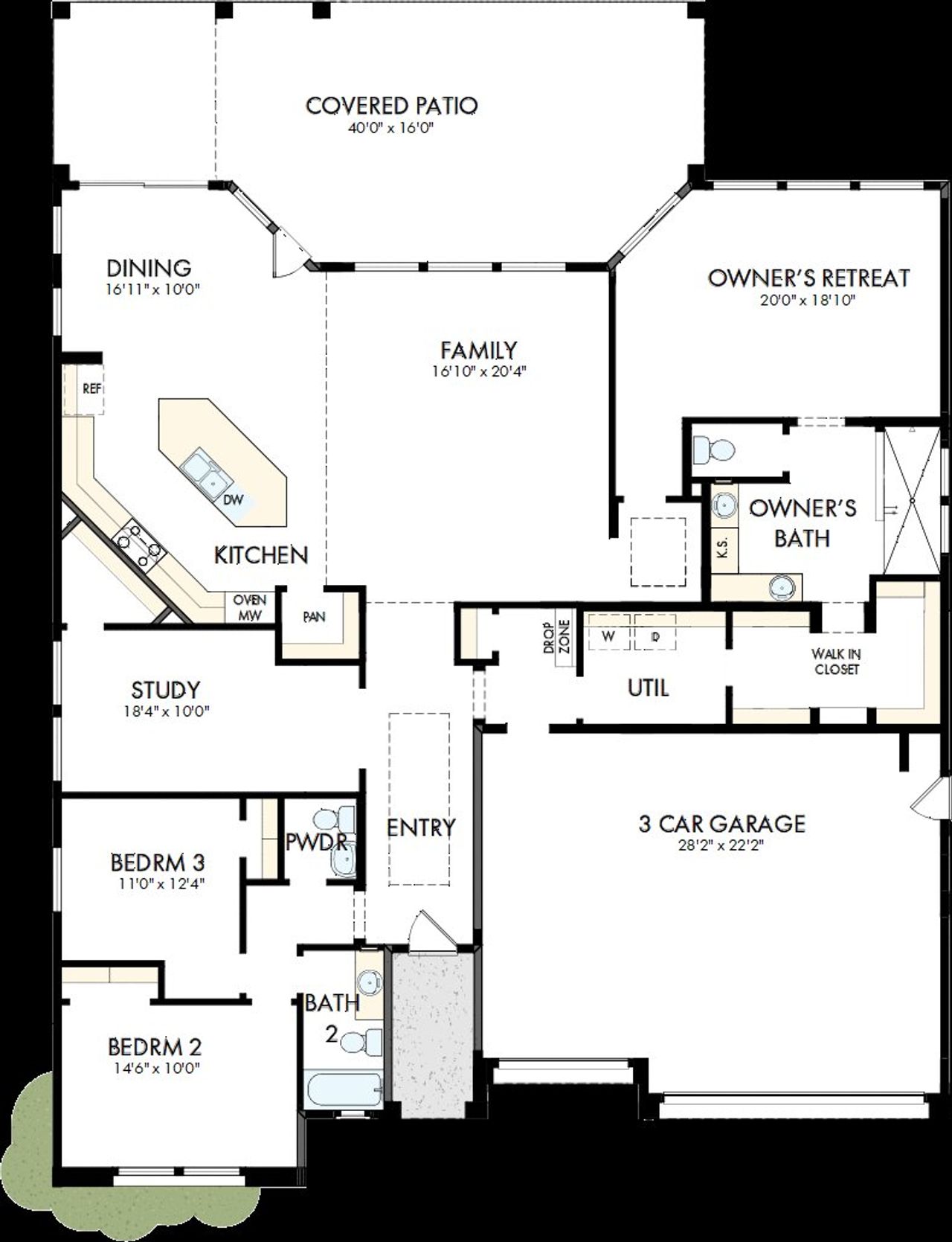 2D floor plan layout of this home in Sentiero at Windrose, Waddell, AZ (Image 2).