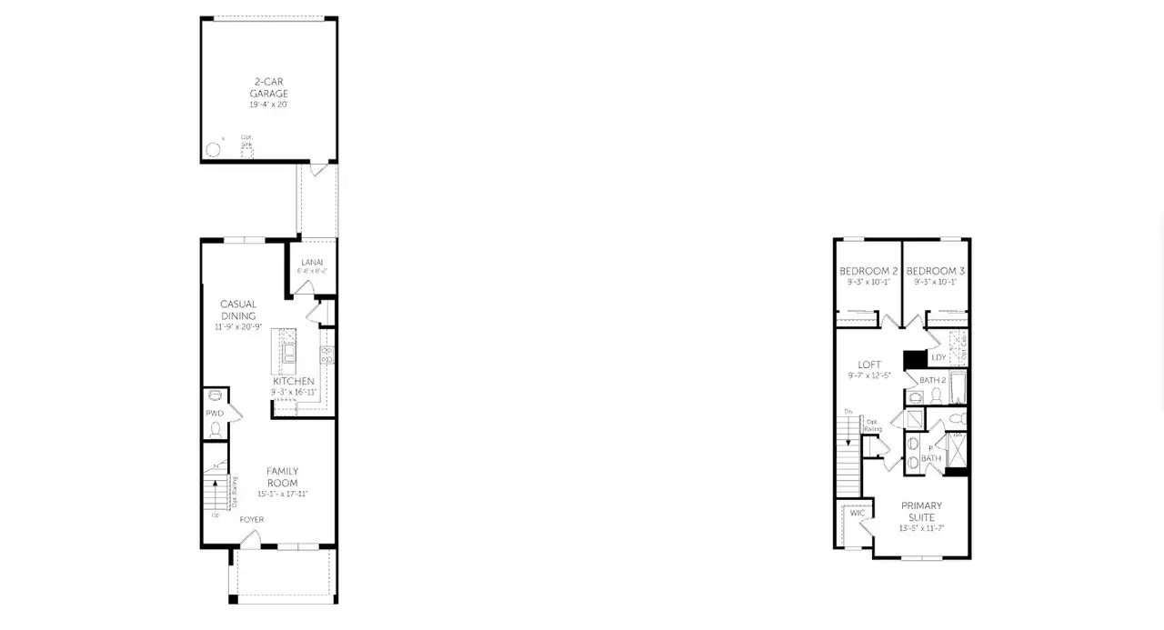 2D floor plan layout of this home in Serenade at Ovation, Winter Garden, FL (Image 2).