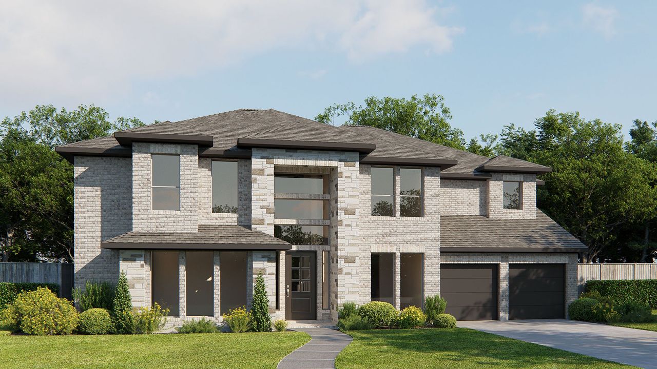 Representative exterior photo of a completed home built from the 4239W by Perry Homes in The Woodlands Hills 75', Willis, TX (Image 2).