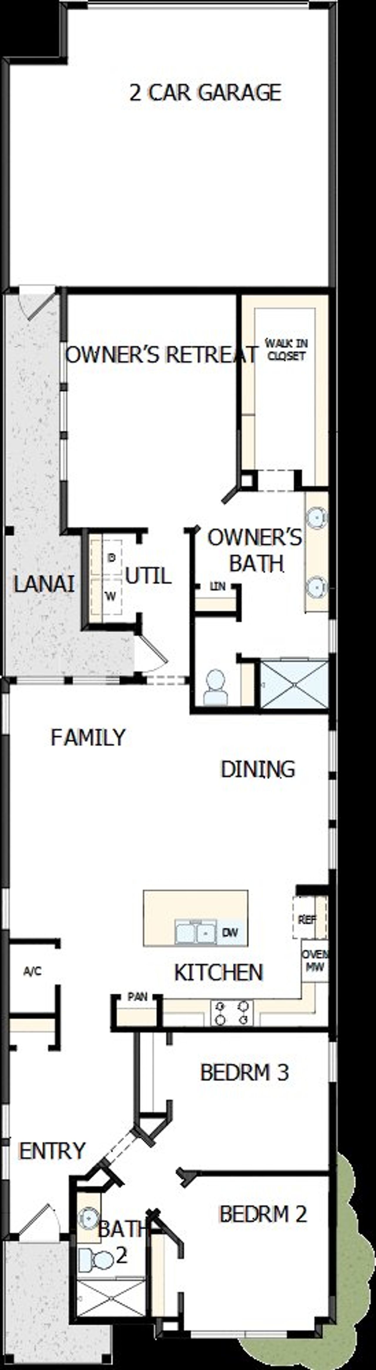 2D floor plan layout of this home in Weslyn Park in Sunbridge 34', St. Cloud, FL (Image 2).