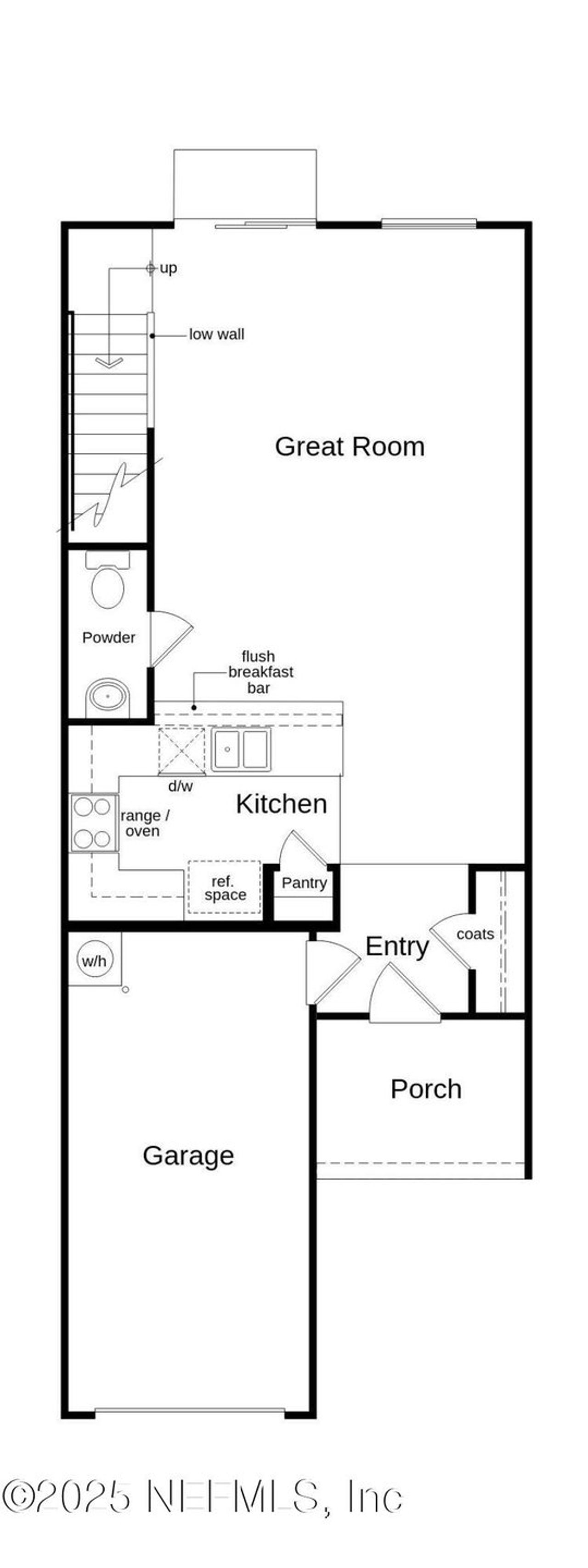 2D floor plan layout of this home in Orchard Park Townhomes, St. Augustine, FL (Image 2).