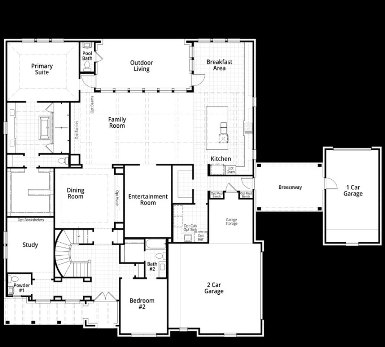 2D floor plan layout for the AltamuraGR by Highland Homes in Estates at Bristol Valley, Heath, TX (Image 2).