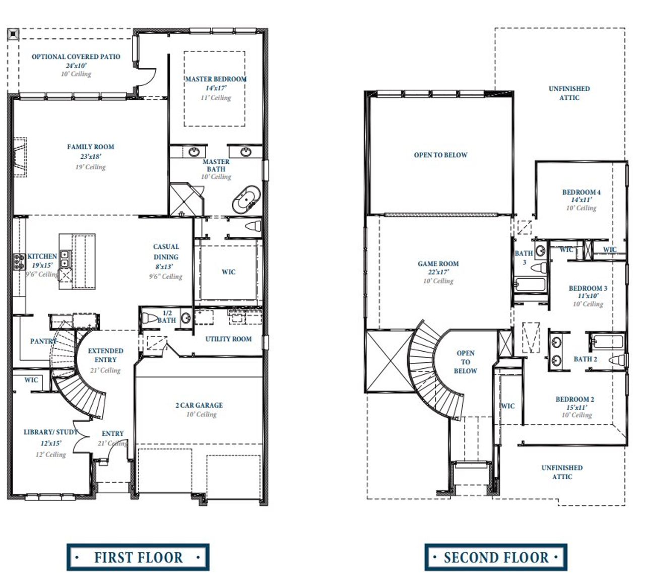 2D floor plan layout for the Plan 3300 by Ravenna Homes in Bridgeland 50', Cypress, TX (Image 2). 2D floor plan layout for the Plan 3300 by Ravenna Homes in Bridgeland 50', Cypress, TX (Image 2).