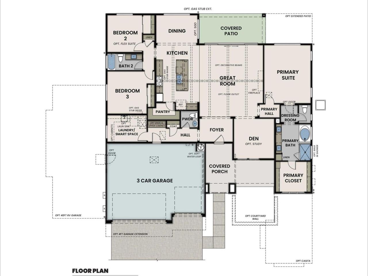 2D floor plan layout of this home in Hidden Hills, Prescott, AZ (Image 2).