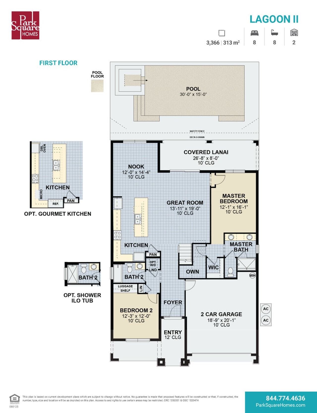 2D floor plan layout for the Lagoon II by Park Square Residential in Elevated at Sonoma Resort, Kissimmee, FL (Image 2).