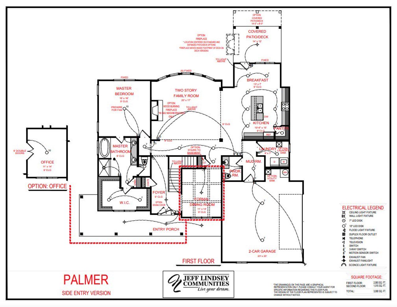 2D floor plan layout for the Palmer A by Jeff Lindsey Communities in Belle Hall, Newnan, GA (Image 2).