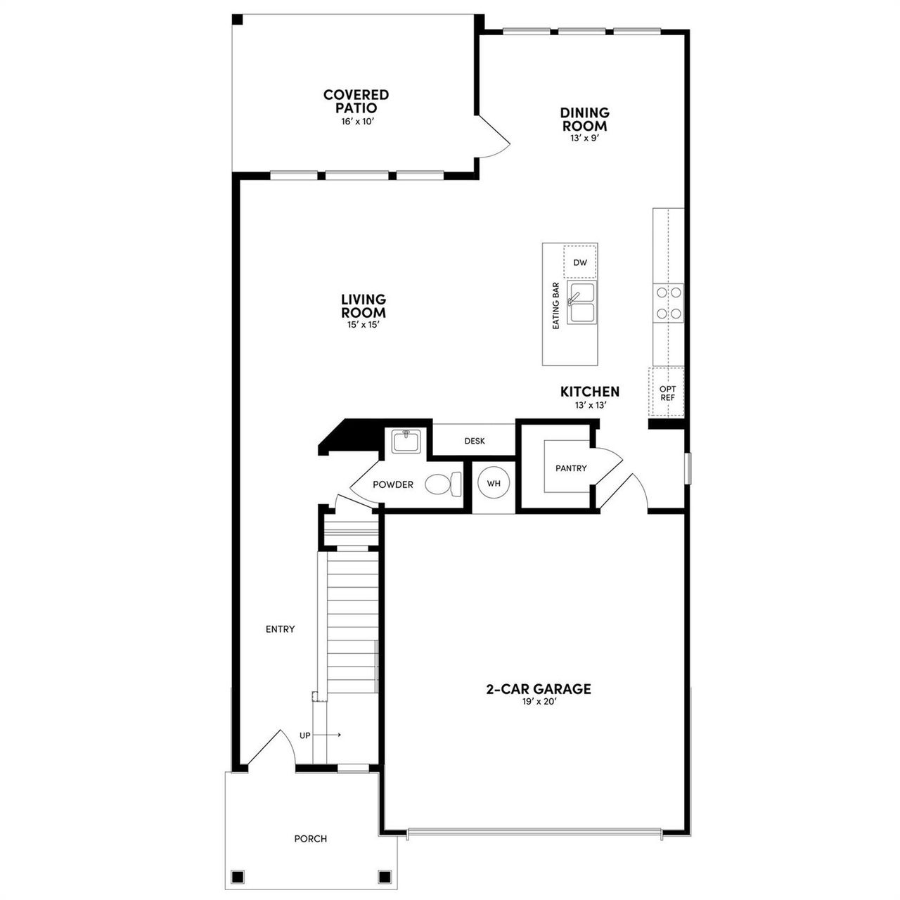 A versatile floor plan showcasing ample living spaces and a two-car garage for convenience.
