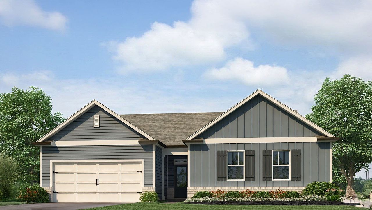 Representative exterior photo of a completed home built from the Denton by D.R. Horton in Grandview at Lanier, Dawsonville, GA (Image 2).
